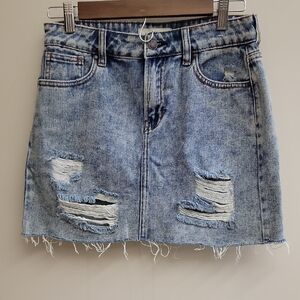 PacSun Light Blue Distressed Mini Skirt